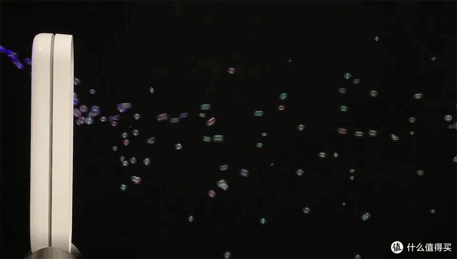 戴森TP04喷射模式:泡泡被立刻吹走