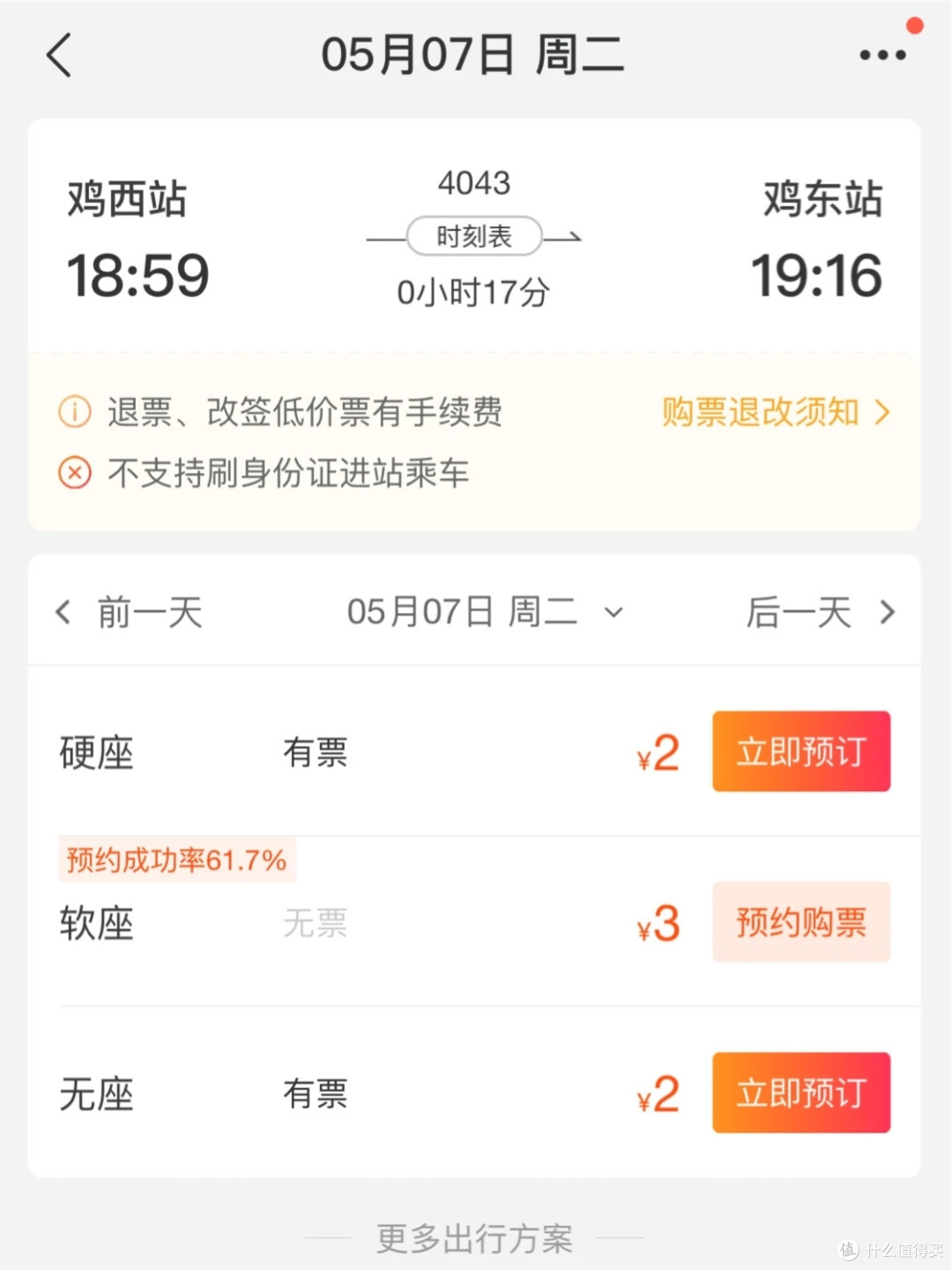 2 元的火车票,鸡西 —— 鸡东