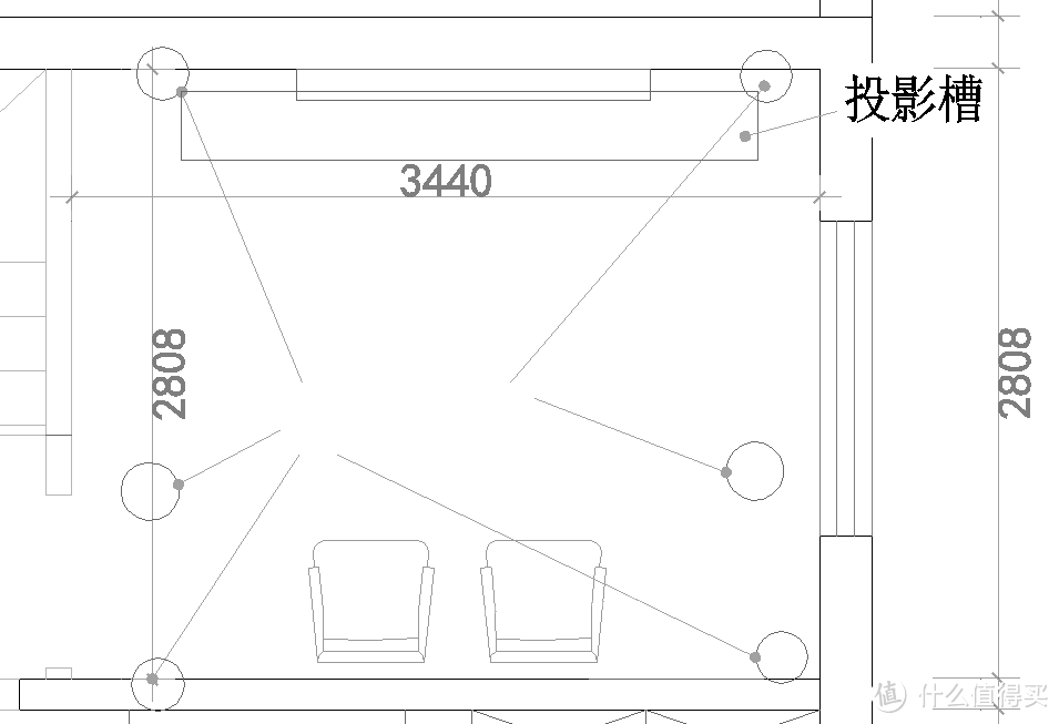 自己设计的独立5.1.2影音室