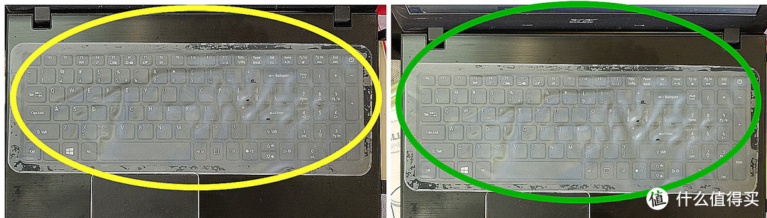 手提电脑键盘（左：清洁前；右：清洁后）