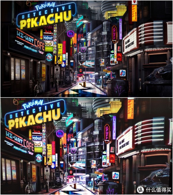 《大侦探皮卡丘》海报，这幅图描述的世界会让人忍不住想浪起来，我们可以看到，W2700色彩还原准确，色域范围大，色彩丰富饱满！
