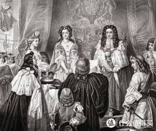1688年，英国资产阶级和新贵族想要推翻詹姆士二世的统治，就偷偷跑去荷兰，邀请詹姆士二世的长女玛丽和女婿威廉（时任荷兰执政）回英国继承王位。威廉带兵来到英国，詹姆士二世仓皇出逃。一枪没开就完成了政变，这就是历史课本里的“光荣革命”。1689年，玛丽和威廉继位，称玛丽二世和威廉三世。为了对抗法国，英国政府发布法令鼓励“蒸馏”产业发展，并对法国白兰地克以重税，促使金酒的生产和消费飙升。
