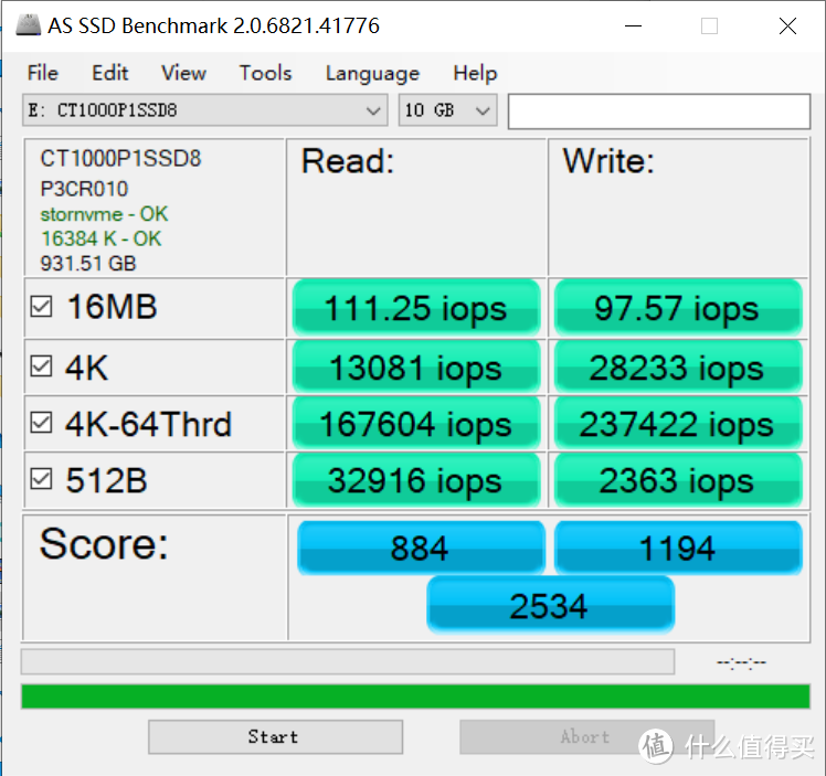 英睿达P1，10GB，IOPS