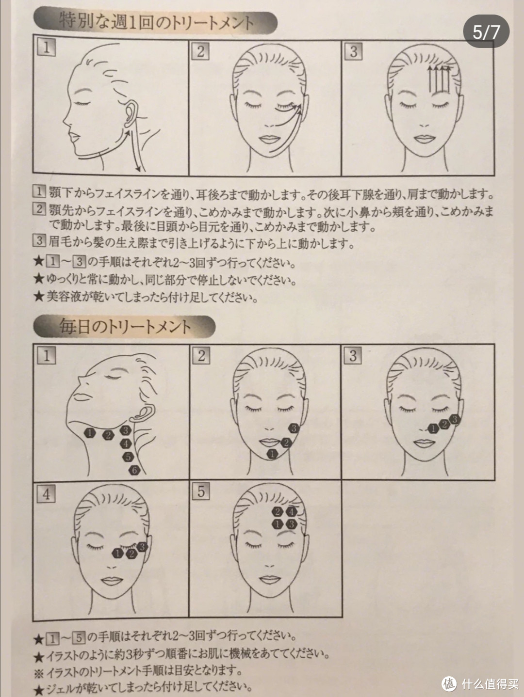 每周护理和每日护理手法，在说明书里有详细讲解