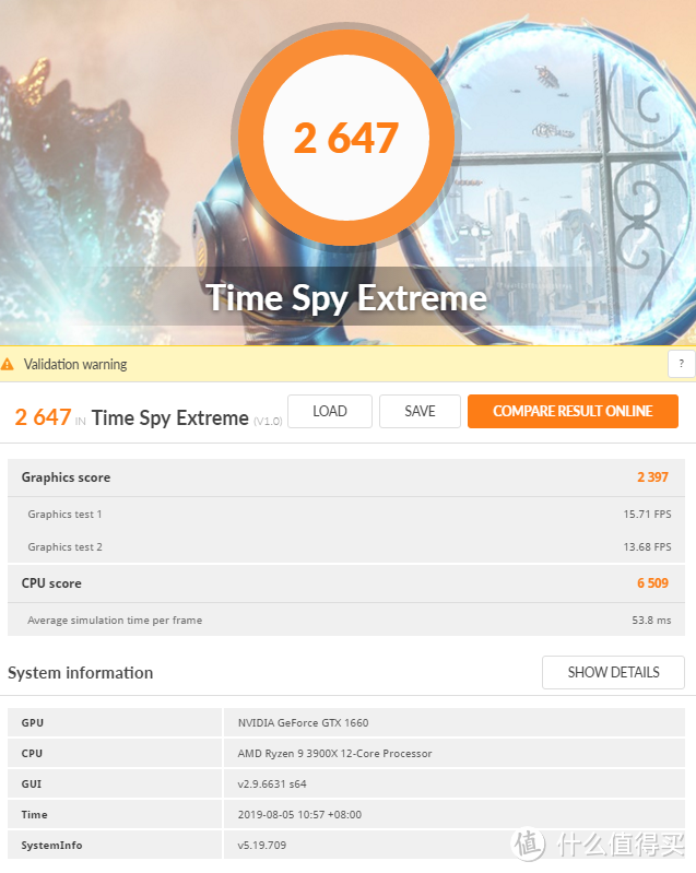 3DMark TimeSpyExtreme 图形分为5491