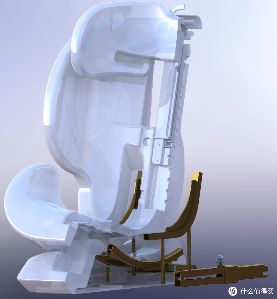 典型的ISOFIX连接底座钢架及椅身钢架结构