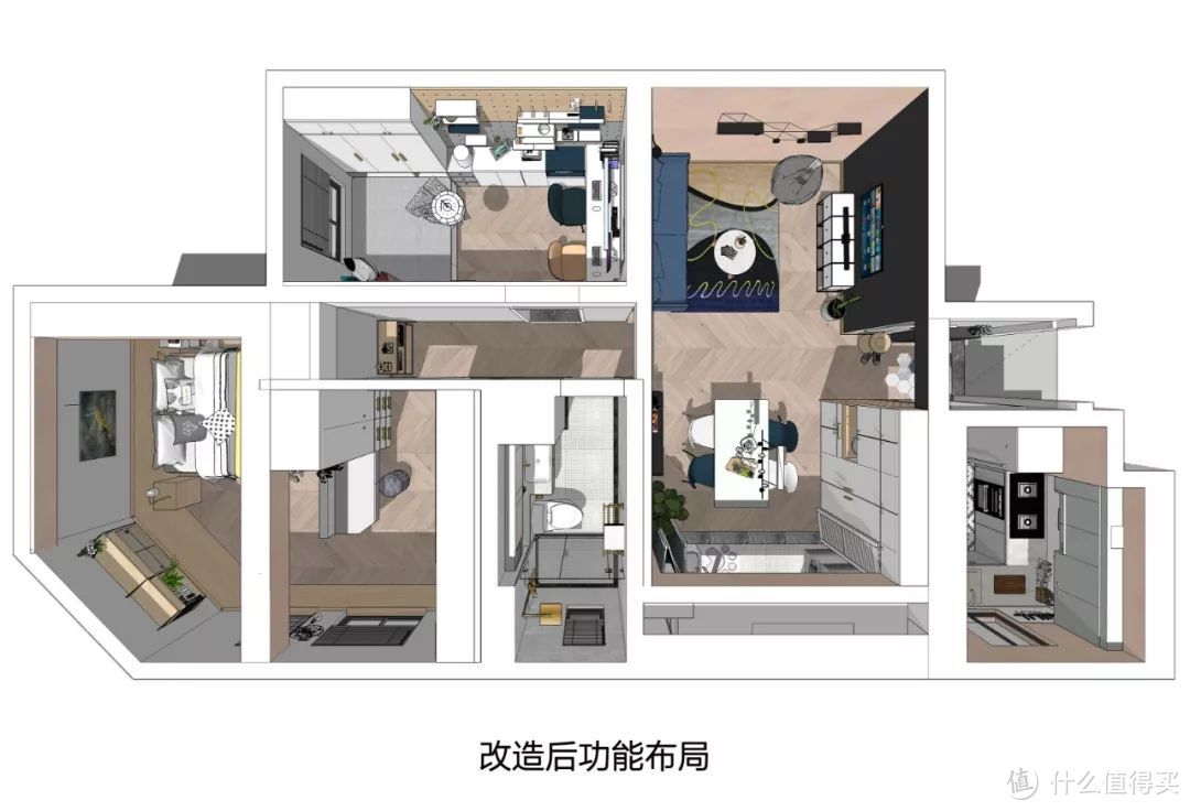 墙不能拆、梁不能砸，这个68㎡三居老房还有救么？