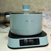 臻米电火锅外观展示(锅盖|出气口|托盘|提手|按键屏)