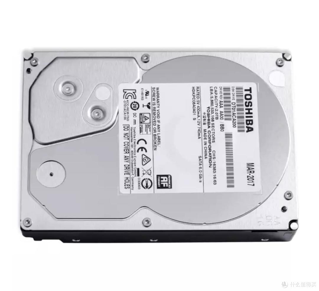 东芝(TOSHIBA) 2TB 64MB 7200RPM 台式机机械硬盘 SATA接口 消费级系列 (DT01ACA200) 个人电脑与外部存储