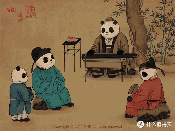 《滚滚听琴图》