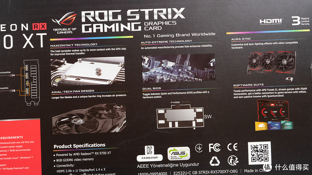 ROG Strix RX 5700XT O8G显卡开箱简测，最强用料的非公版？