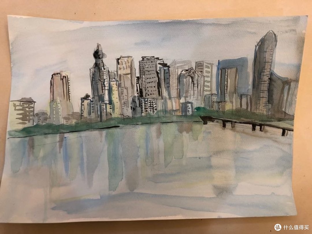 简单水彩画入门教学 1 30分钟画一幅水彩城市风景画的诀窍 绘画颜料 什么值得买