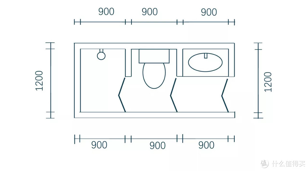 长条形卫生间平面图图片