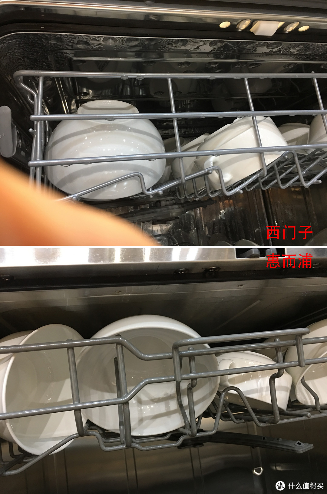 洗碗机余温烘干和热风烘干效果差异有多大？西门子和惠而浦洗碗机的对比测评告诉你