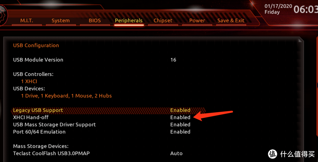 USB Configuration选项卡