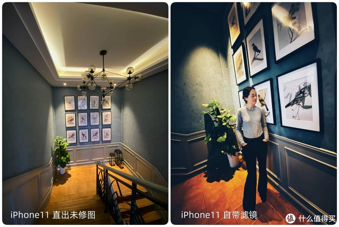 两张都是iPhone11超广角镜头拍摄的，我离模特很近，也能拍出大部分相框墙。