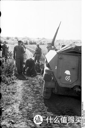 1940年10月25日起，大德意志师在其车辆上使用“铁盔(Stahlhelm)”标志的师徽。图为东线战场上的一辆大德意志师的Sd.kfz. 250装甲车，注意其尾部的师徽标志