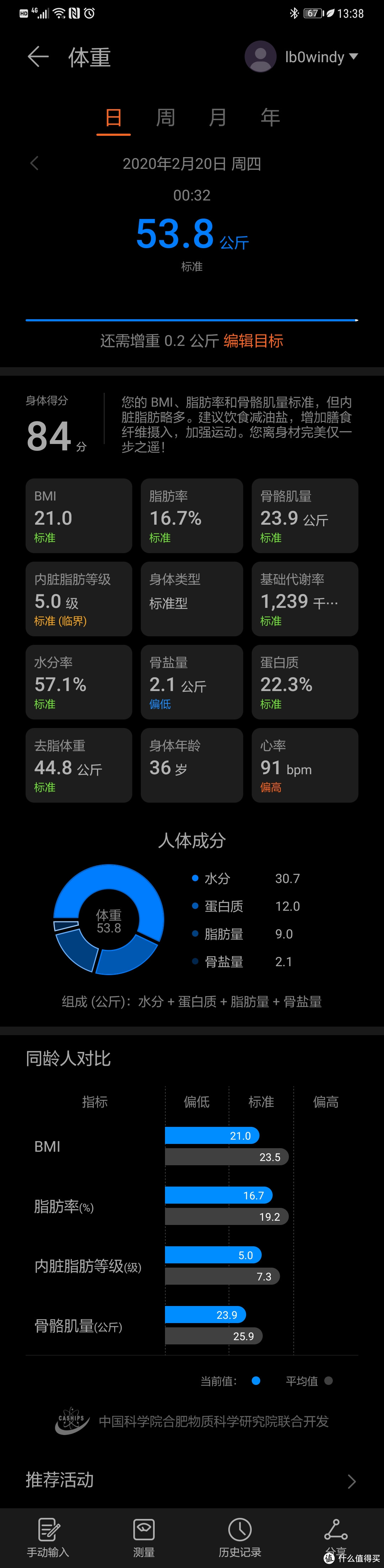 荣耀体脂秤2，小巧又好看