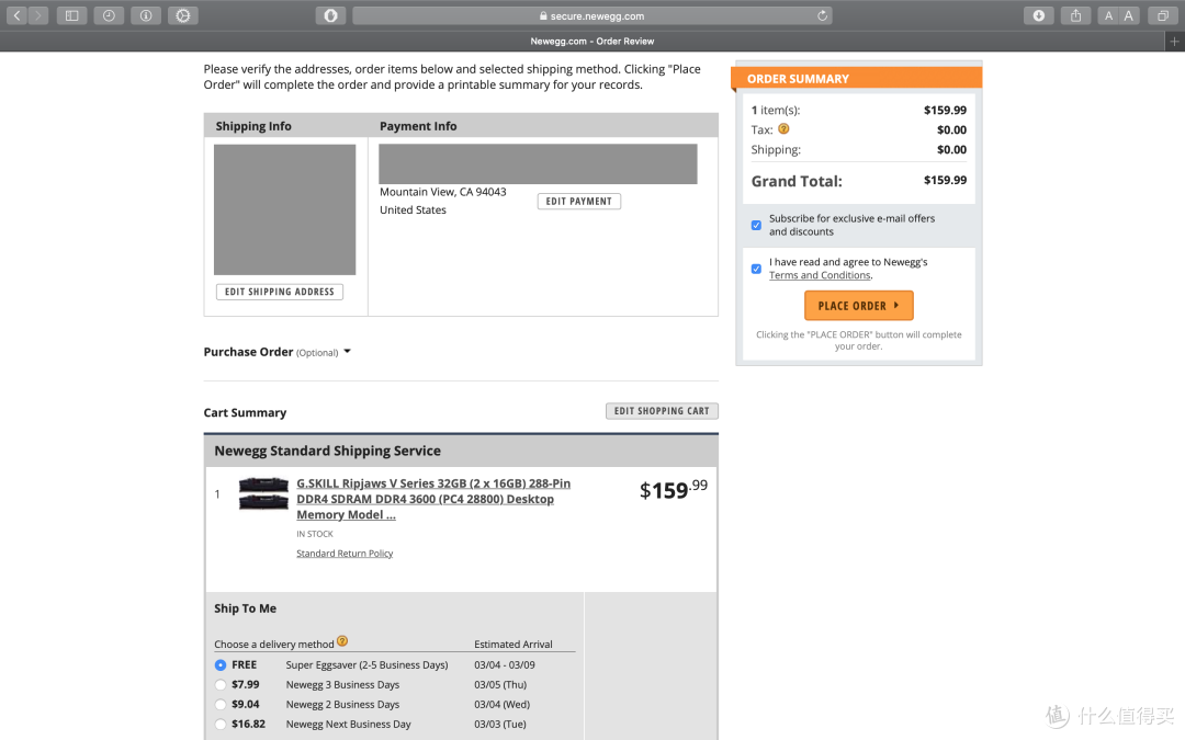 NEWEGG 新蛋 芝奇内存海淘记录
