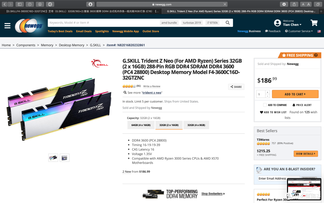 NEWEGG 新蛋 芝奇内存海淘记录