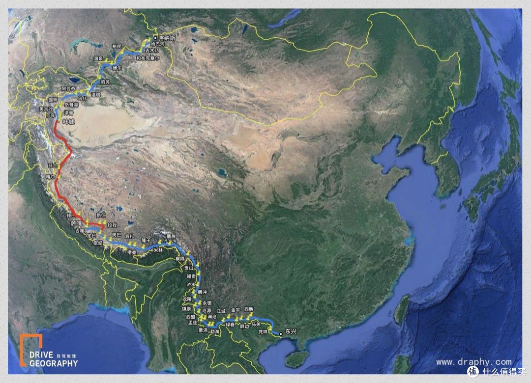 红色为老g219,蓝色为新增线路(图片来自百度图片)