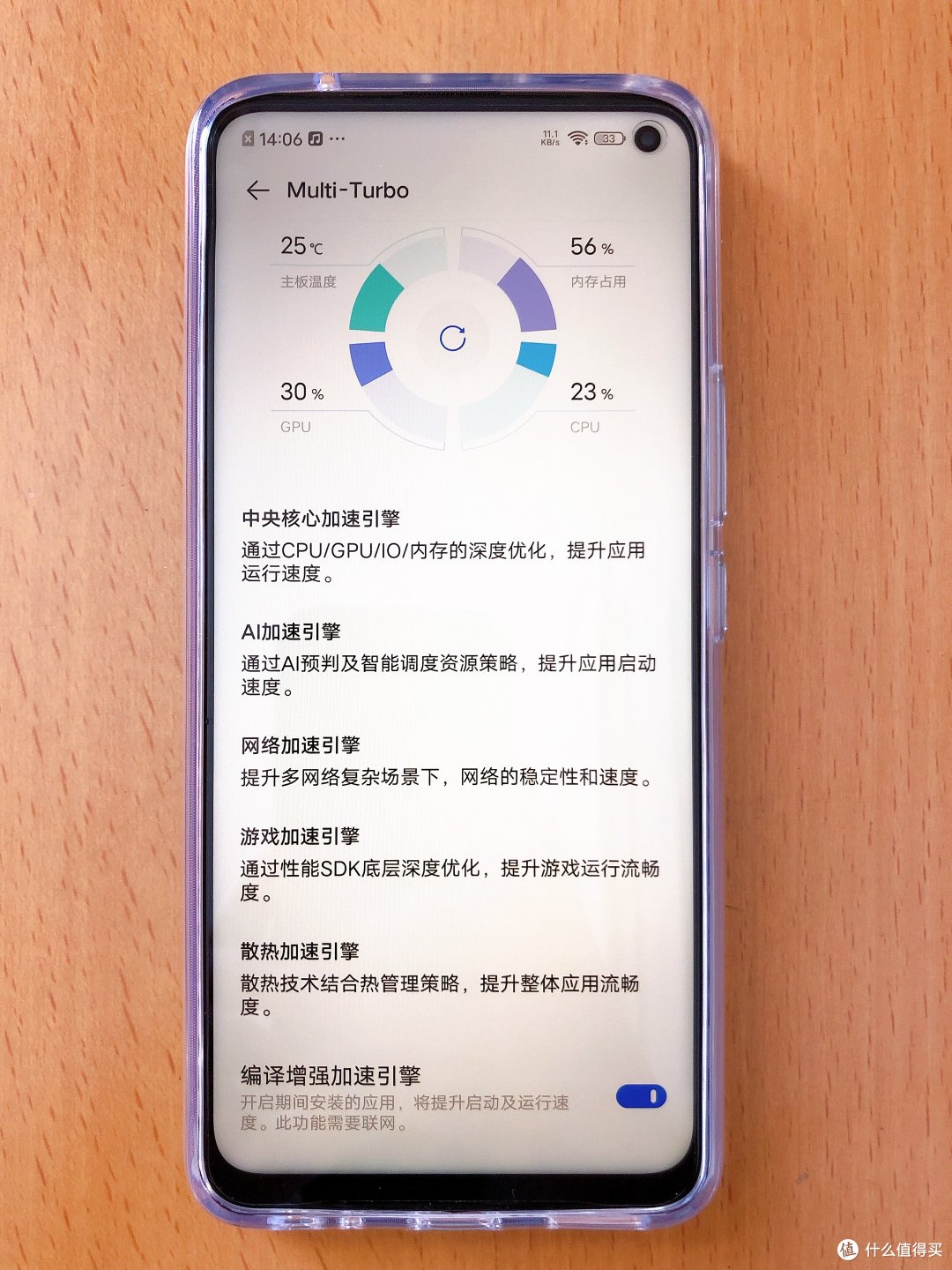 Multi-Turbo感觉是加速引擎，控制手机运行速度，玩了1小时没感觉到卡，但背面摄像头右下方区域确实会热，拿在手里明显感觉那块是暖暖的