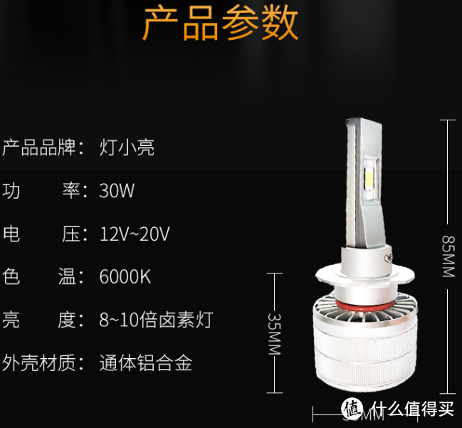 30W 6000K 4500LM（8~10倍卤素灯？是什么鬼）