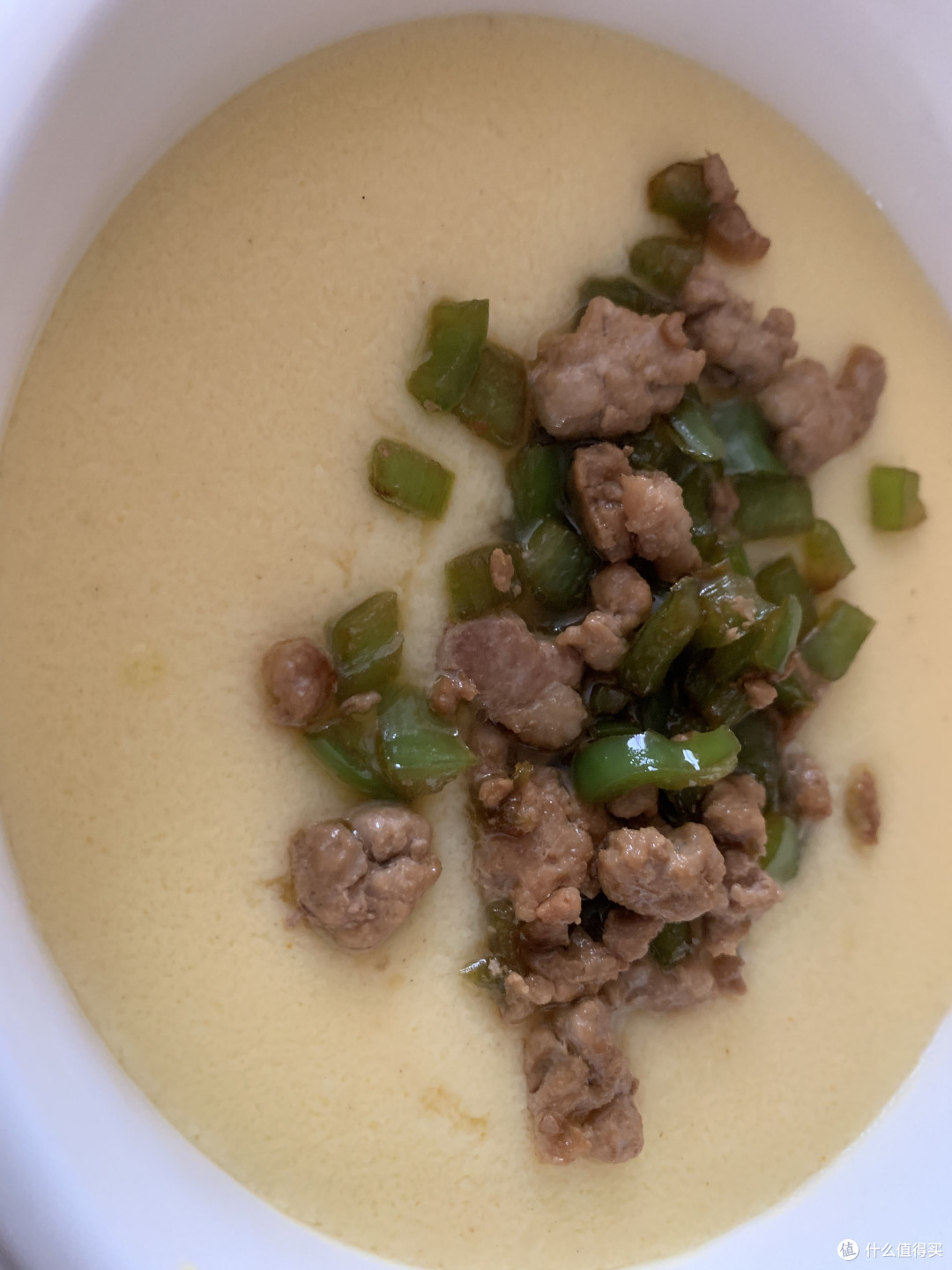 蒸鸡蛋糕配肉沫