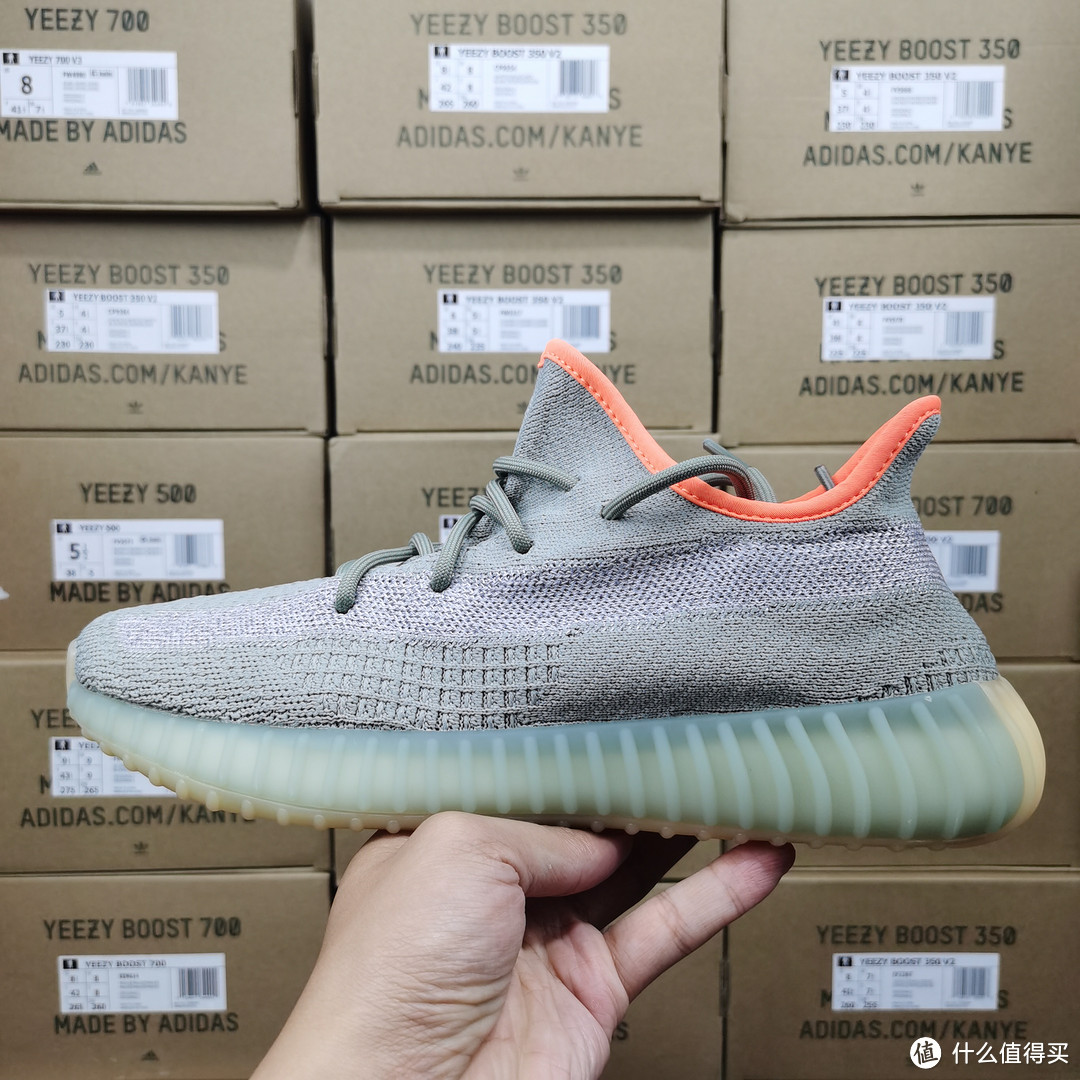 Adidas Yeezy 350 V2 Desert Sage 侧透满天星开箱测评真假对比