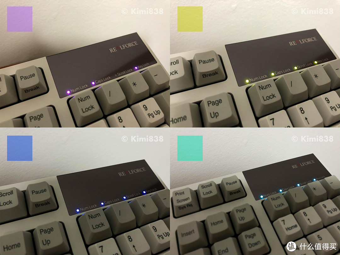 ▲ 键盘指示灯的不同颜色。