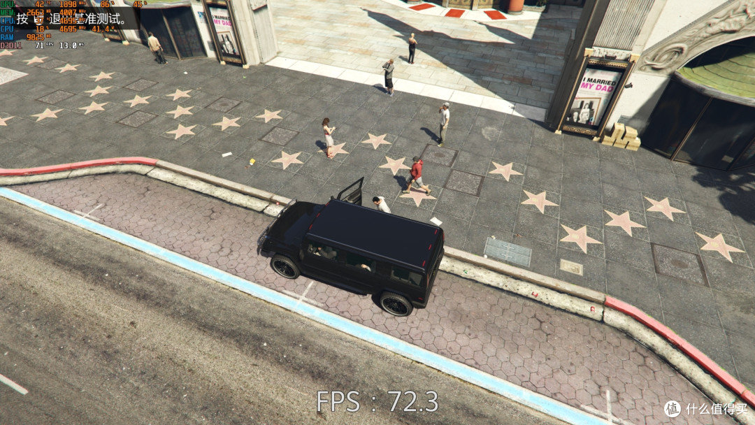 72.3fps；温度：42°C；频率：1898MHz/4007MHz