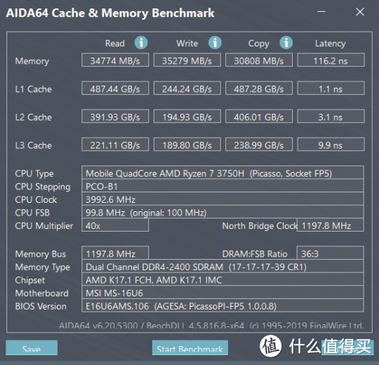 AIDA64 Cache&Memory Benchmark测试