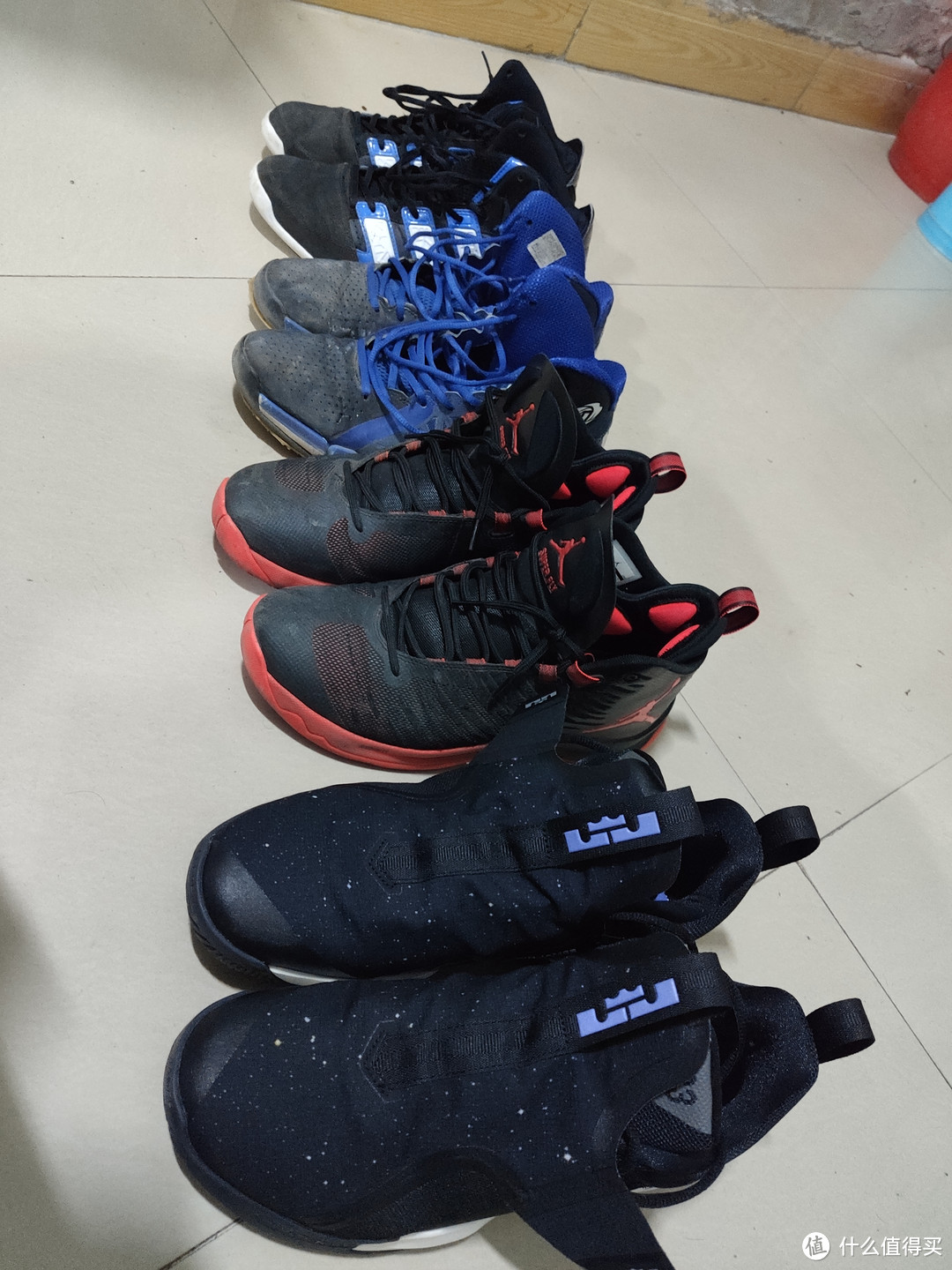 全家福——右到左-Nike Ambassador 11-Jordan Super.Fly 5-Adidas D ROSE 773 ll-Adidas Commander TD 3Black/Blue