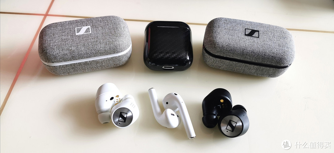 苹果airpods、森海TW 1代、TW 2代耳机对比