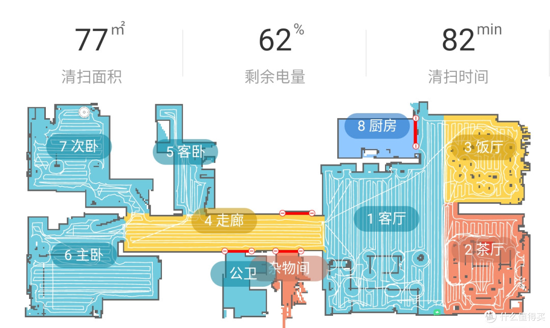 分区和设置虚拟墙后的清扫路径