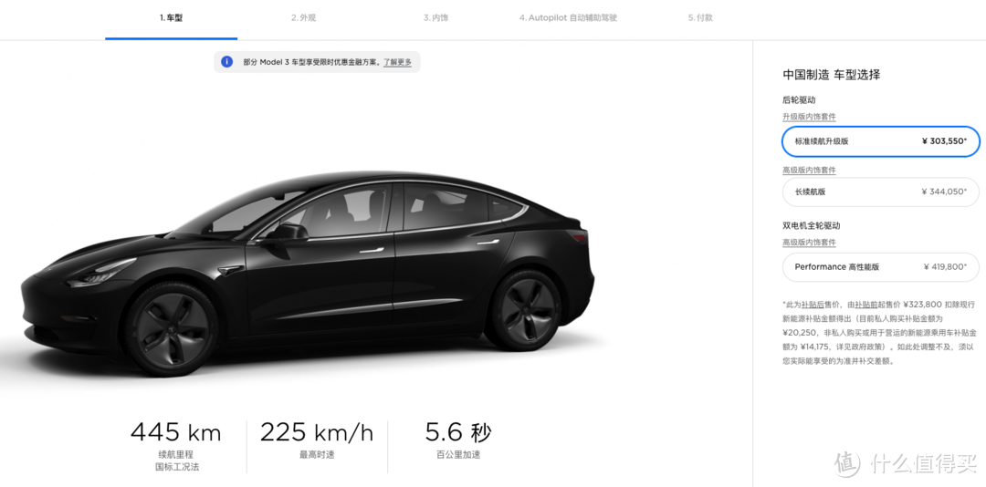 Model 3标准续航版补贴后起售价271550元