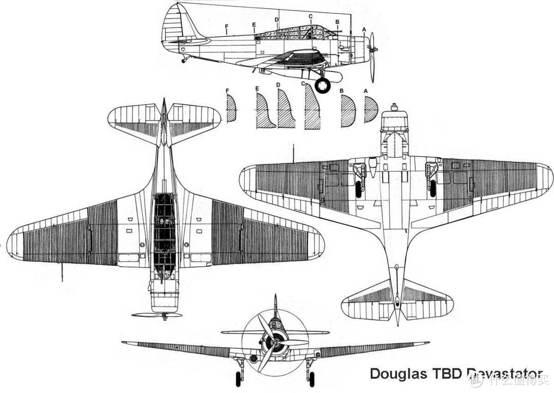 TBD鱼雷/水平轰炸机三视线图