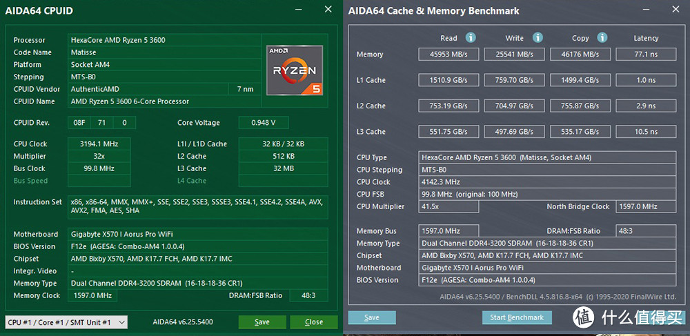 金士顿 HyperX Fury DDR4内存 16G*2 3200C16 测试成绩