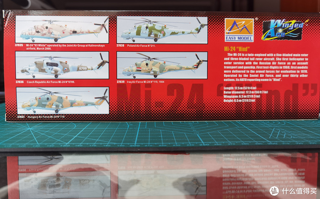 涂装的简单介绍，左上角是5类涂装，分别是俄罗斯车臣战争时期、捷克空军、匈牙利空军、波兰空军和伊拉克空军1984年两伊战争涂装。右边是雌鹿的简单介绍