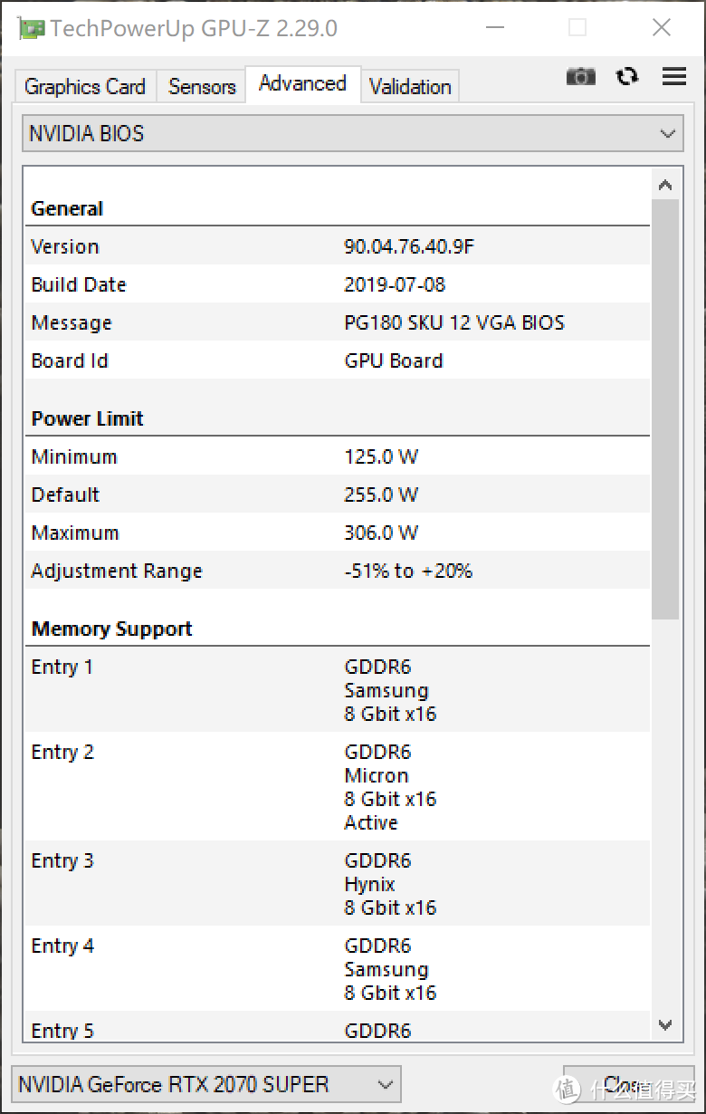AD OC BIOS的TDP范围：默认255，上限306（按了卡屁股后面一键超频）