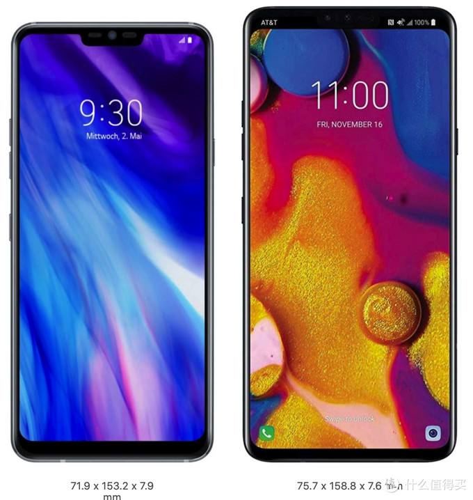 左LG G7 ThinQ 右LG V40 ThinQ