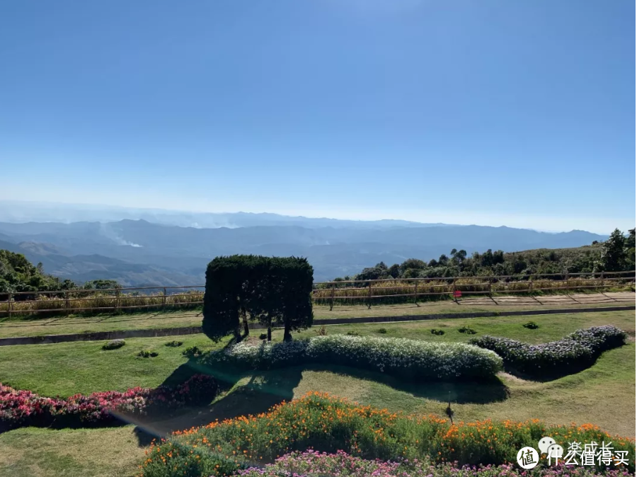 两座佛塔的后面是皇家花园，仿佛“空中花园”一般，空气清新，景色宜人，桔子在此，又是一阵疯跑。