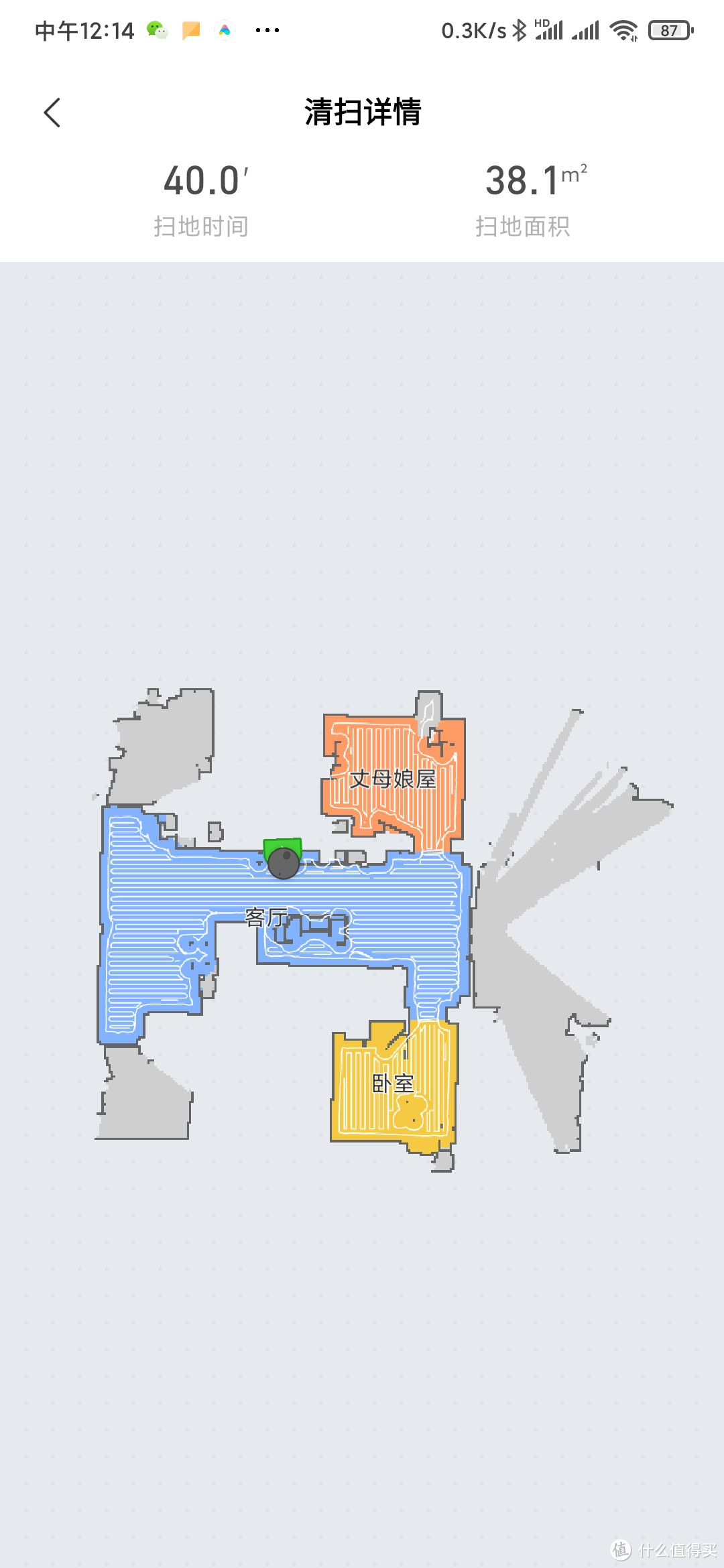 建图完毕后就可以给房间命名了，以后再次使用的时候就可以定点清扫了或者指定房间清扫，上图的白线就是它自动规划的路线（也就是所谓的S型路线），这回他是以房间划分清扫的