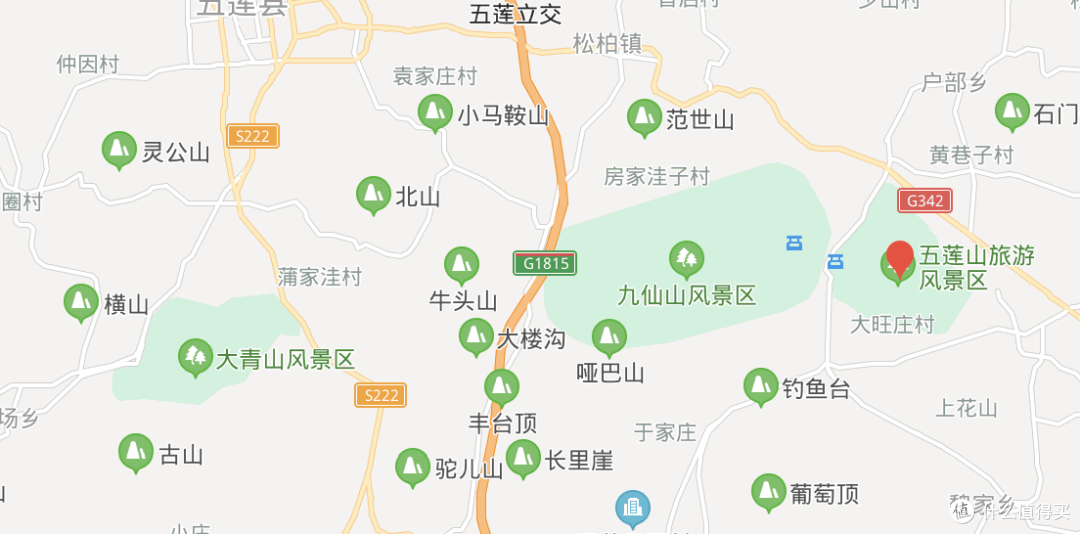 大青山风景区(图左)、五莲山景区和九仙山景区(图右)