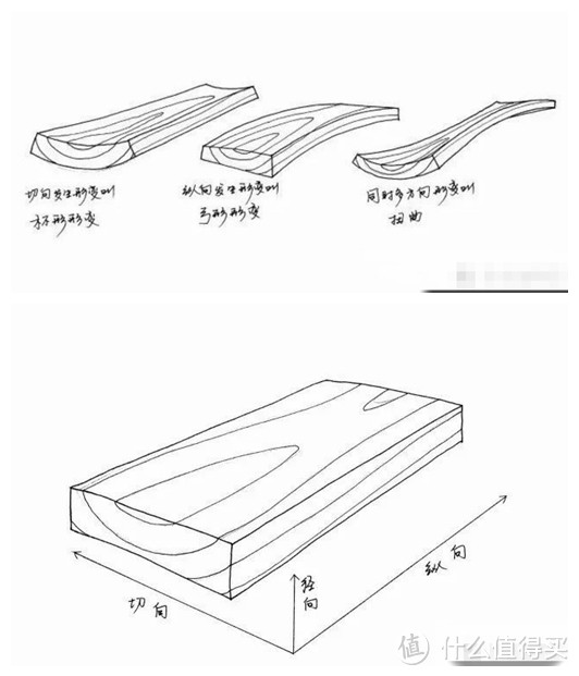 木料的切向与纵向变形示意   图源：逸杯酒