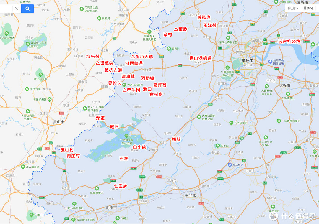 本文所涉及地点及线路（浙西北线）