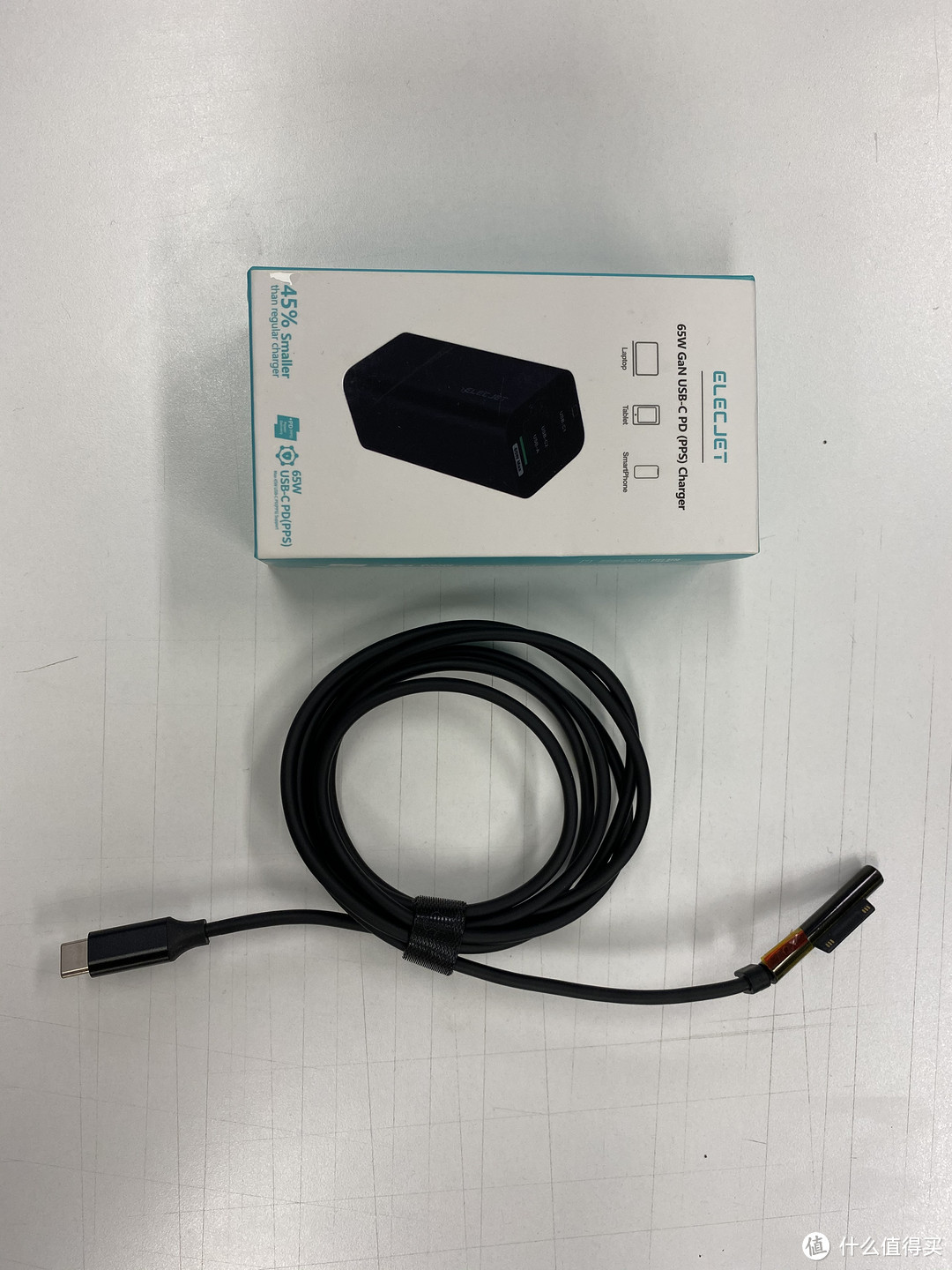Surface充电器升级：电友ELECJET 65w GaN 黑色X21+诱骗线