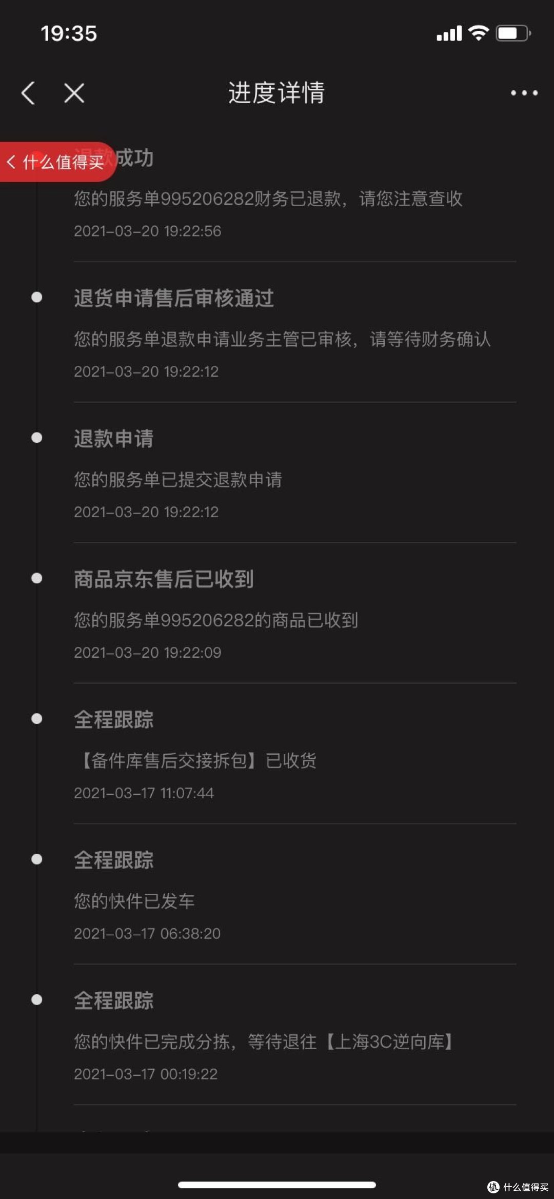 售后退货完成