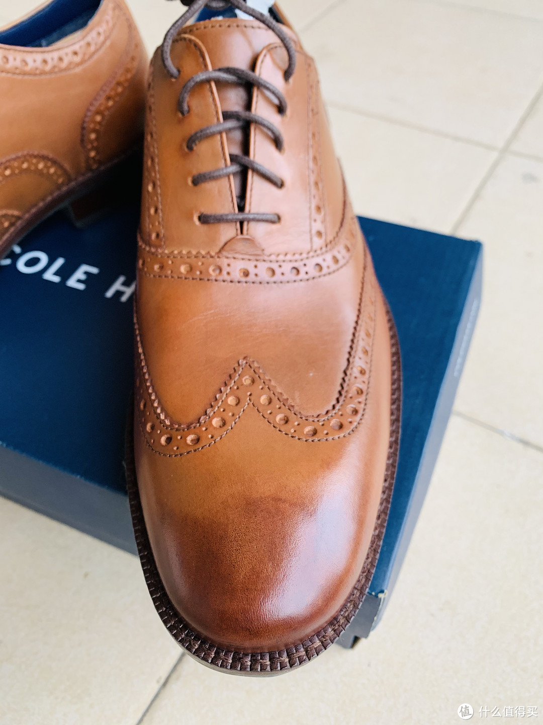 可汗牛津布洛克Cole Haan Wayne Wing Tip