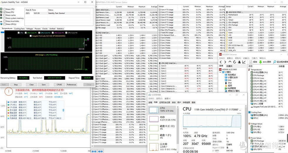 11700KF+ROG STRIX Z590-E主板+海盗船全家桶装机测试